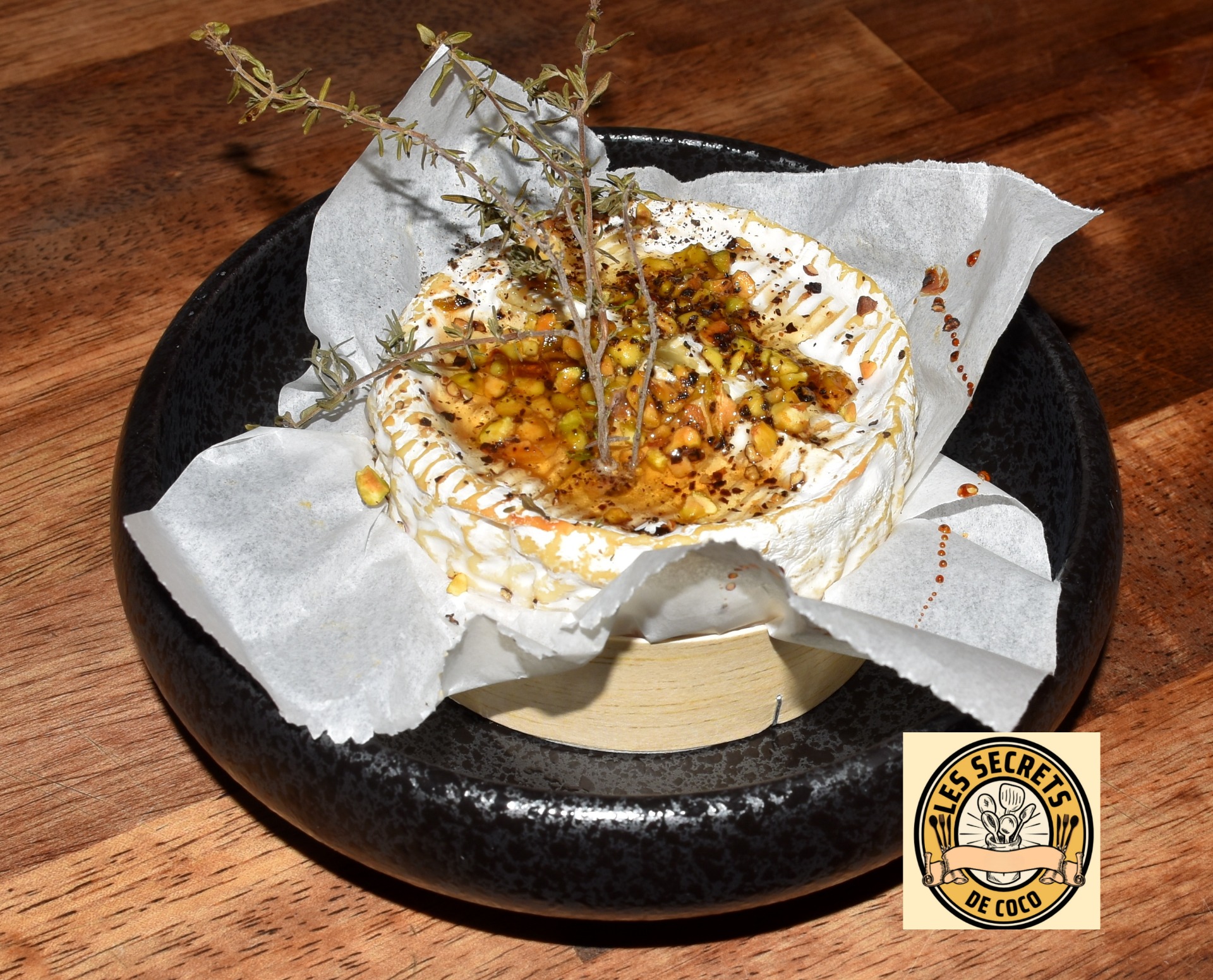 camembert rôti au miel et thym